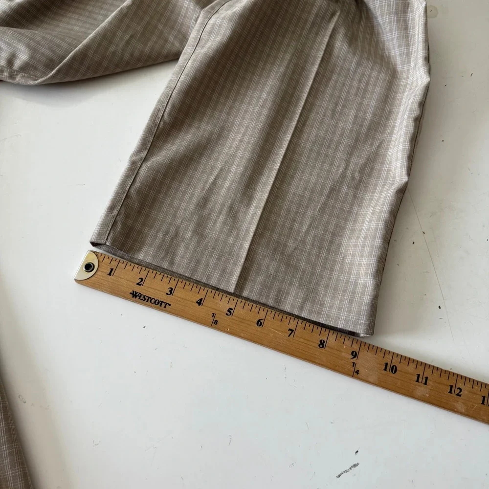 Adidas Golf Pants Mens 38 x 30 Tan Grandpa Plaid Flat Front Performance Trousers